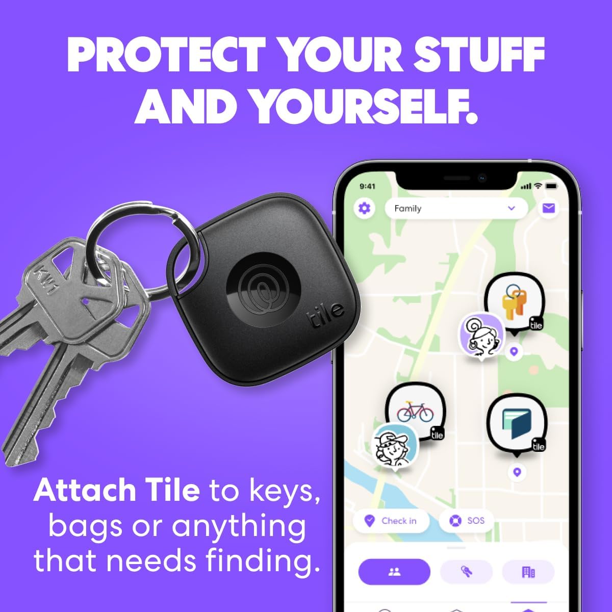 Tile by Life360 Starter Pack (2024) – Bluetooth trackers and finders for keys, wallets and more. Compatible with iOS and Android. Phone finder. 2-Pack (black Mate/Slim)