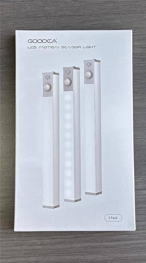 Led Under Cabinet Lights Wireless, 7’’ Rechargeable Motion Sensor Light Indoor, Dimmable Closet Lights for Cabinets, Bookshelf, Stair, Hallway Warm White 3 pcs