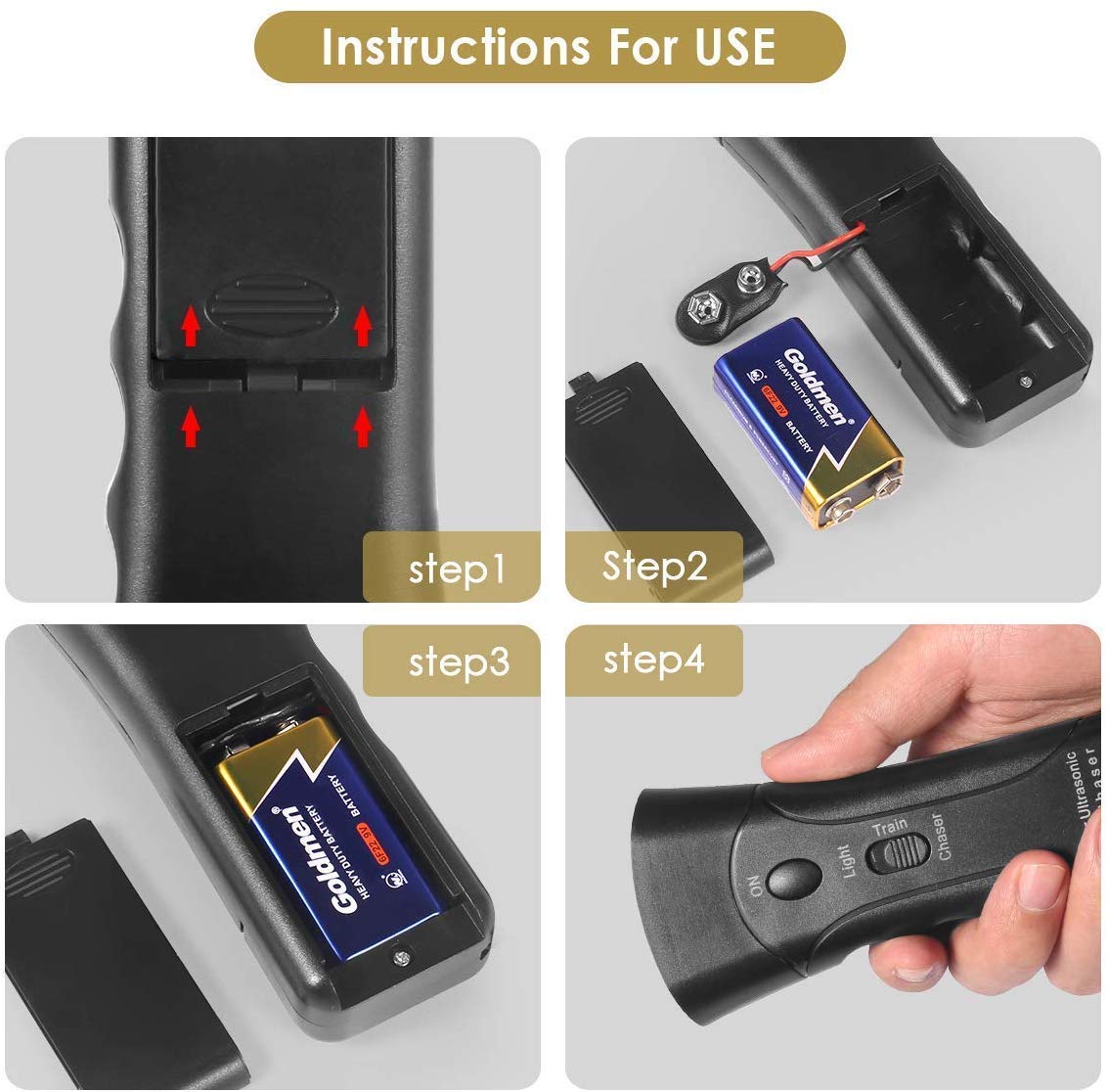 Amazingbuy Ultrasonic Dog Trainer Device Electronic Dog Deterrent/Dog Barking Control Devices Training Tool Stop Barking Sonic Dog Repeller (Black)