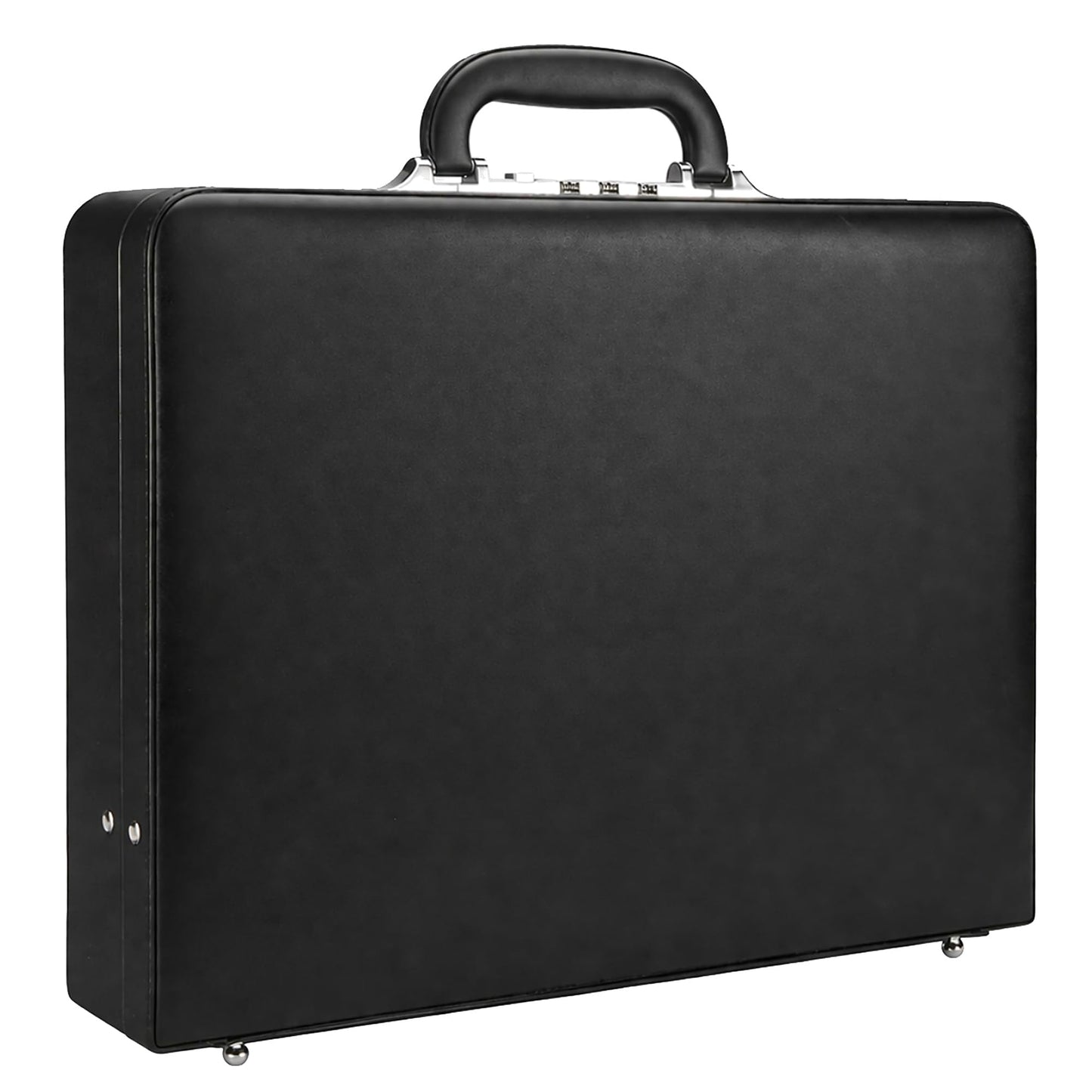 HAESTUS Leather Briefcase for Men with Combination Lock, Classic Hard Shell Attache Case in Black, Fits 16 Inch Laptop