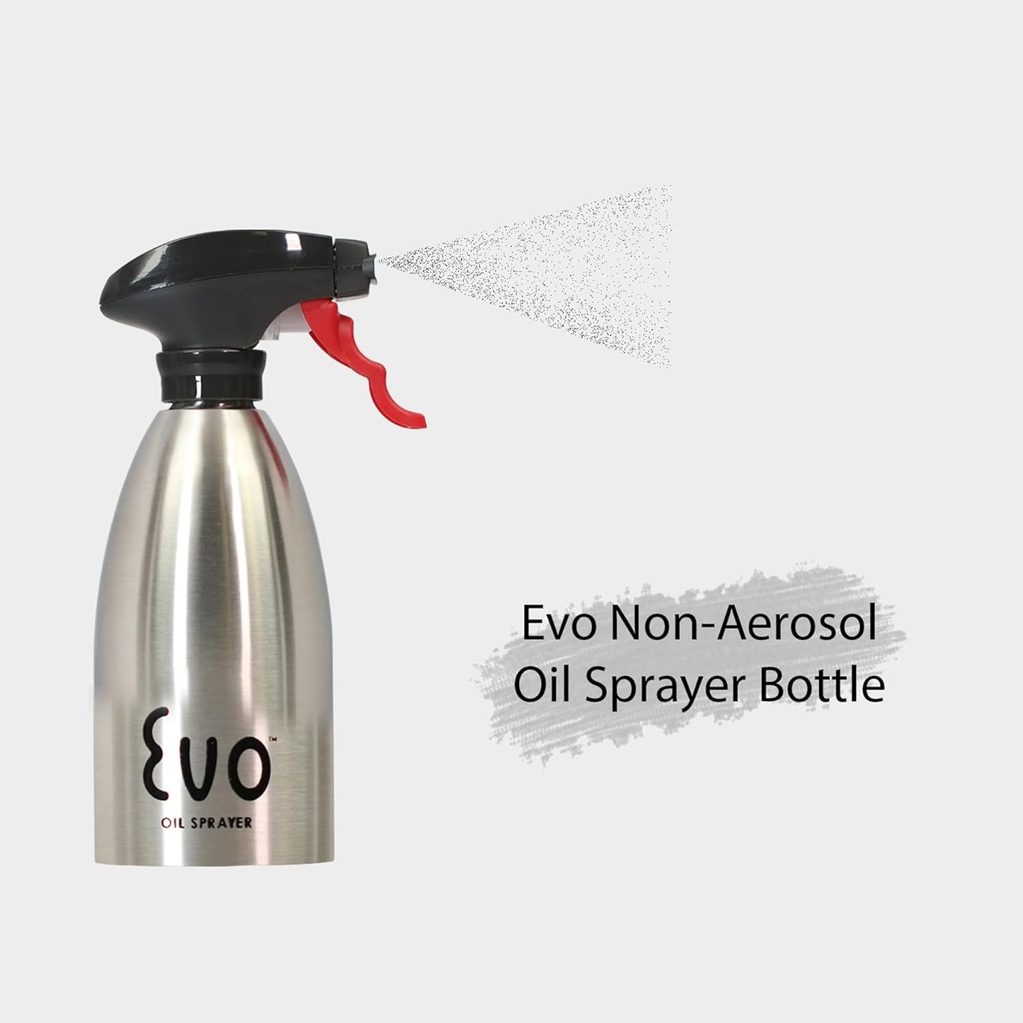 Evo Oil Sprayer 18/8 Stainless Steel, Non-Aerosol for Olive, Cooking Oils, and Vinegars, Silver, 16-Ounce Capacity
