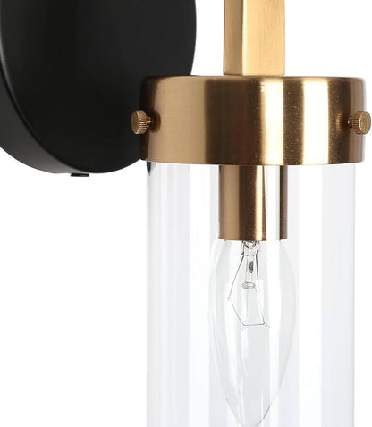 KSANA Wall Sconces, Black and Gold Wall Lights for Bedroom, Modern Glass Bathroom Wall Lamps for Living Room, Hallway
