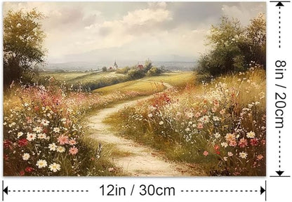 Yesad Wildflower Canvas Wall Art, Meadow with Flowers Painting Vintage Décor Nature Prints Rustic Pictures, Scenery Wall Decor for Living Room Bedroom Farmhouse (Unframed,12”x8”,Wildflower2)