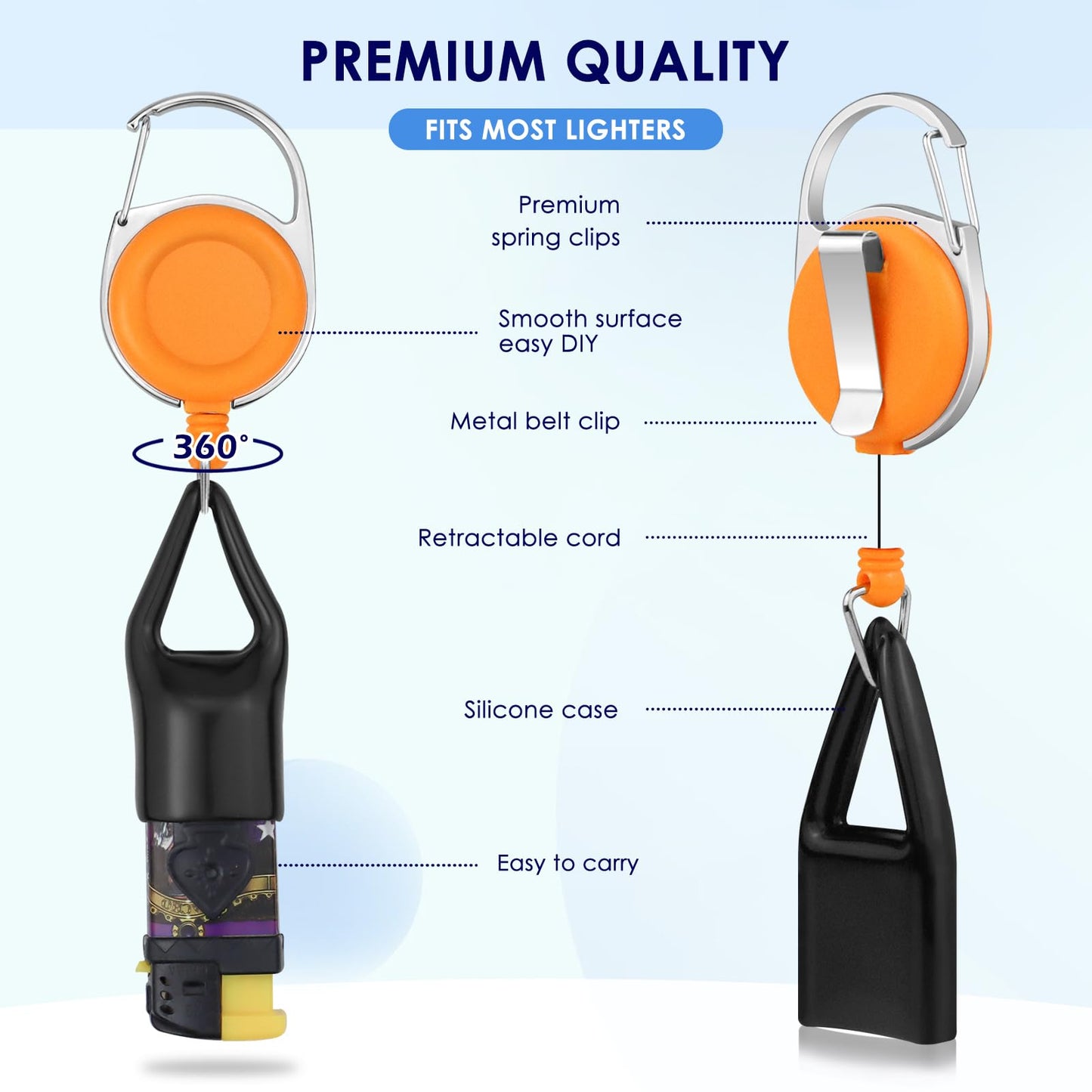 GAUENEEN 14 Pcs Retractable Lighter Clip, Lighter Holder Keychain with Clip (7 Colors)