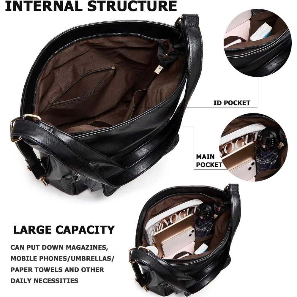 Zentora Vintage Genuine Leather Backpack Purse for Women, Convertible Daypack with Ample Space, Travel Backpack Loved by Her (Black)