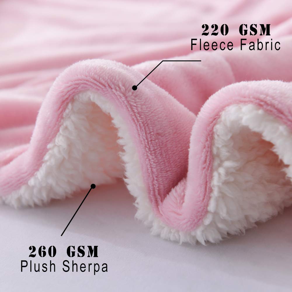 NANPIPER Fleece Blanket Reversible Sherpa Flannel Throw Blanket Super Soft Fuzzy Plush Microfiber for Bed/Couch (60"x80",Pink)