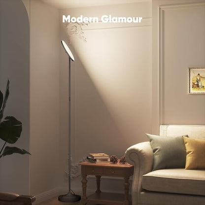 36W LED Floor Lamp, Super Bright Standing Lamp, Modern Stepless Dimmable Torchiere Lamp with Remote Control, 350°Rotating Head Reading Floor Lamp for Living Room, Bedroom, Office - Gunmetal