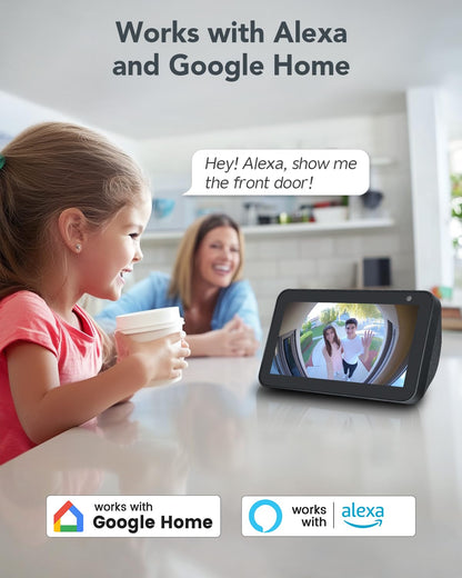 XTU Wireless Video Doorbell Camera, 180° Head-to-Toe Video, Live View with Two-Way Talk, 2.4G Wi-Fi Doorbell Camera with Chime, Local/Cloud Storage, Human Detection, Works with Alexa & Google Home