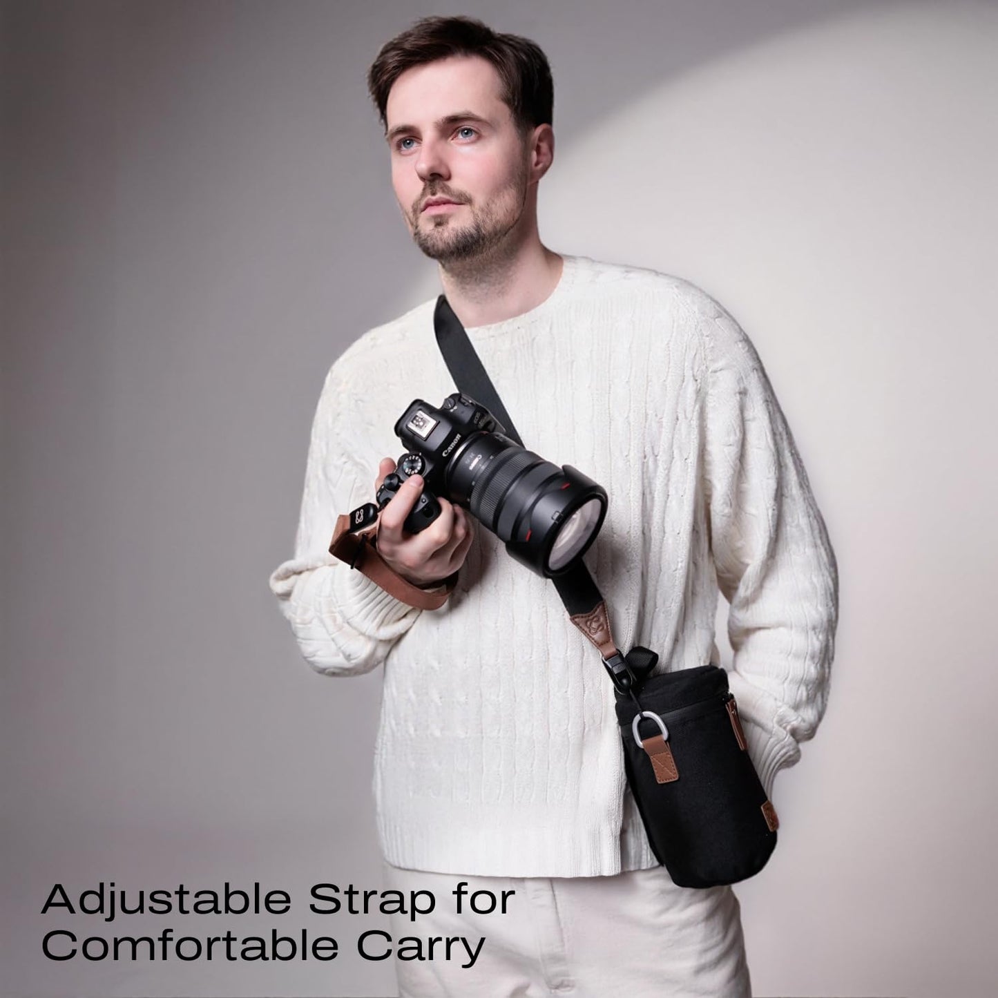 C Coiro Premium Camera Lens Case with Quick Release Strap, Water Resistant Protective Lens Pouch for DSLR Camera, 2 Size L and M, Compatible for Canon, Nikon, Sony, Pentax, Olympus