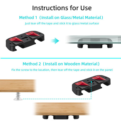 Mcbazel Under Desk Mount for PS5/PS4 Controller, PlayStation 5/PlayStation 4 Controller Holder, No Drill Adhesive Tape Table Stand, ABS Material, 2 Pack (Not for PS5 Slim/PS5 Pro)