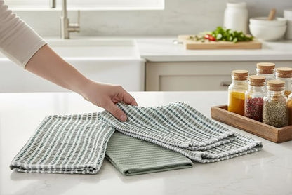 Serafina Home Sage Green Kitchen Dish Towels- Set of 3 100% Cotton Soft