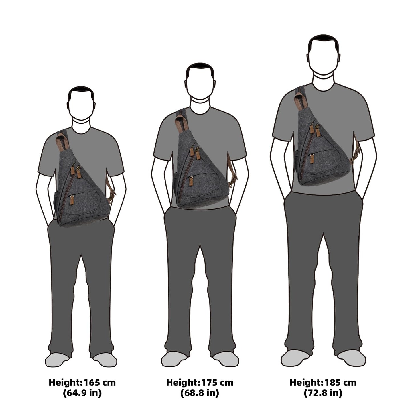 KL928 Canvas Sling Bag - Small Crossbody Backpack Shoulder Casual Daypack Rucksack for Men Women(Large Version,Black)