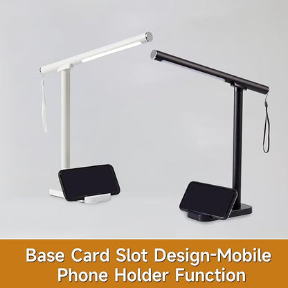 Magnetic Led Desk Lamp: 2 in 1 Reading Lamp with Phone Holder & USB Charging Port for Home Bedroom Office Study | Dorm Desk Lamp with 3500-6500k Touch Control Dimming | 5 Brightness Levels | White