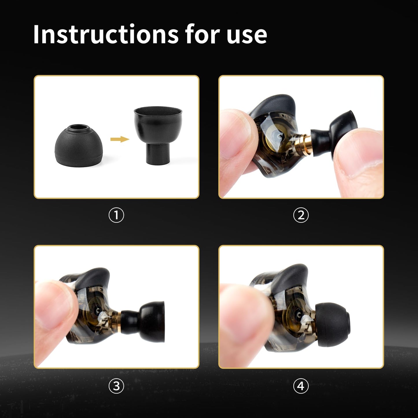 CCZ ZT01 24 PCS/12 Pairs Earbud Tips, KZ ZS10 PRO IEM Eartips, Replacement in Ear Monitor Rubber Tips for ZSN PRO X, EDX PRO, ZAS, KBEAR KS1, KS2, CCZ Melody, DC01 PRO, DC02, MC02,DC03 (Black, S/M/L)