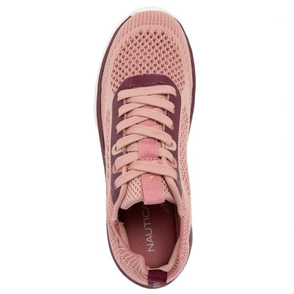 Nautica Women's Fashion Sneaker Lace-Up Knit Running Shoe Casual Max Cushioning Walking Tennis Sneaker-Venera-Mauve Burgundy-10