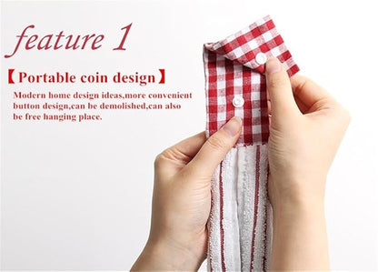 2 Pcs Kitchen Cotton Classical Striped Towel Absorbent Towel Hanging Towels
