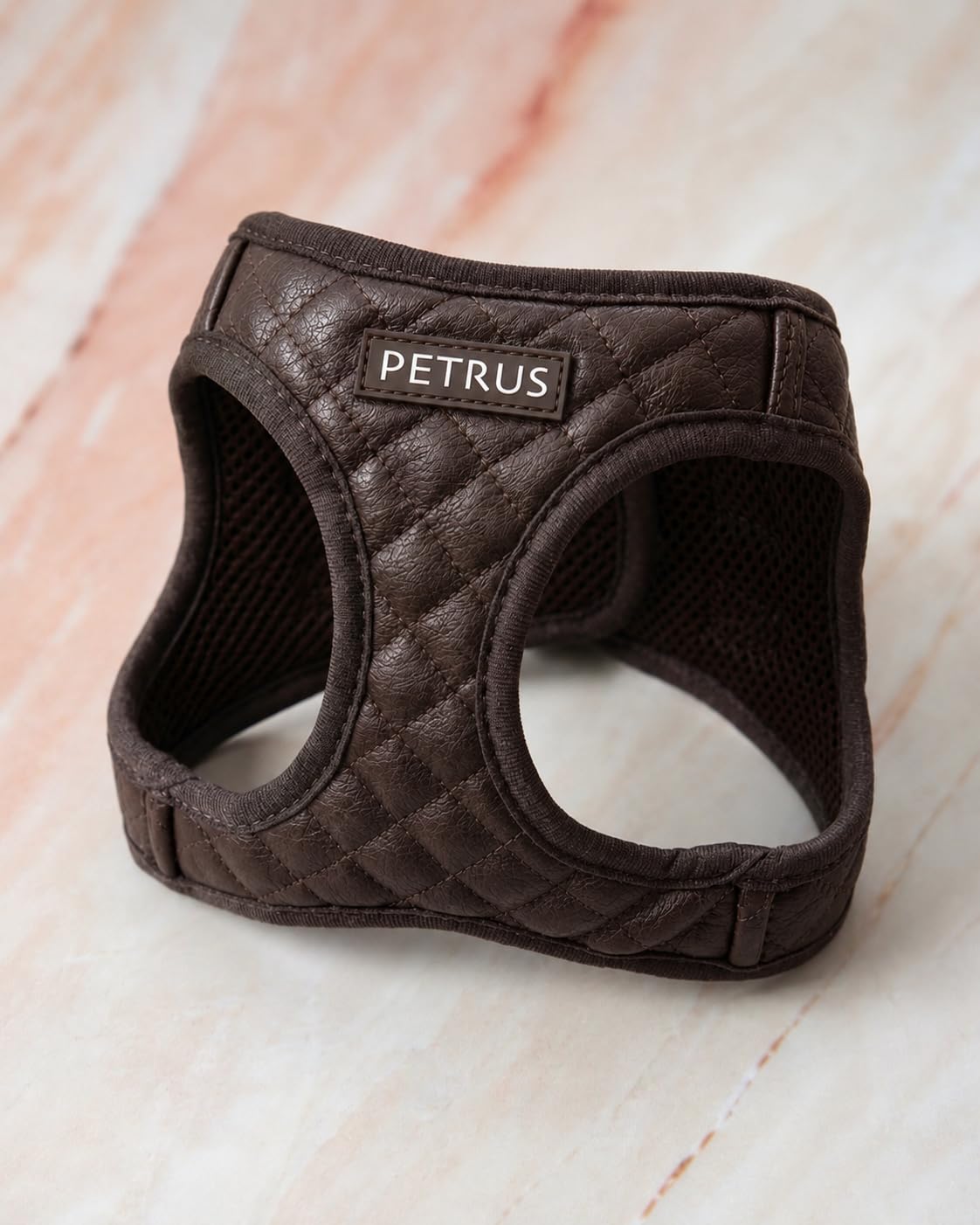 Step in Dog Cat Harness Lightweight Breathable Mesh Soft Padded Pet Vest Vegan Leather Choke Free Escape Proof for Small Medium Dogs (Chocolate Brown, Small)