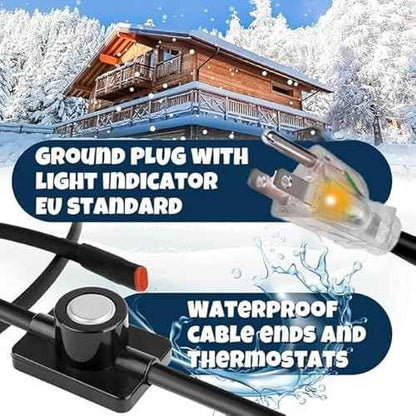 3~100FT Heat Tape for Water Pipes, UL & ETL Certified 30 FT Self-Regulating Pipe Heating Cable with Thermostat for Pipe Freeze Protection, Waterproof Heat Tape for Metal and Plastic Pipes,Black