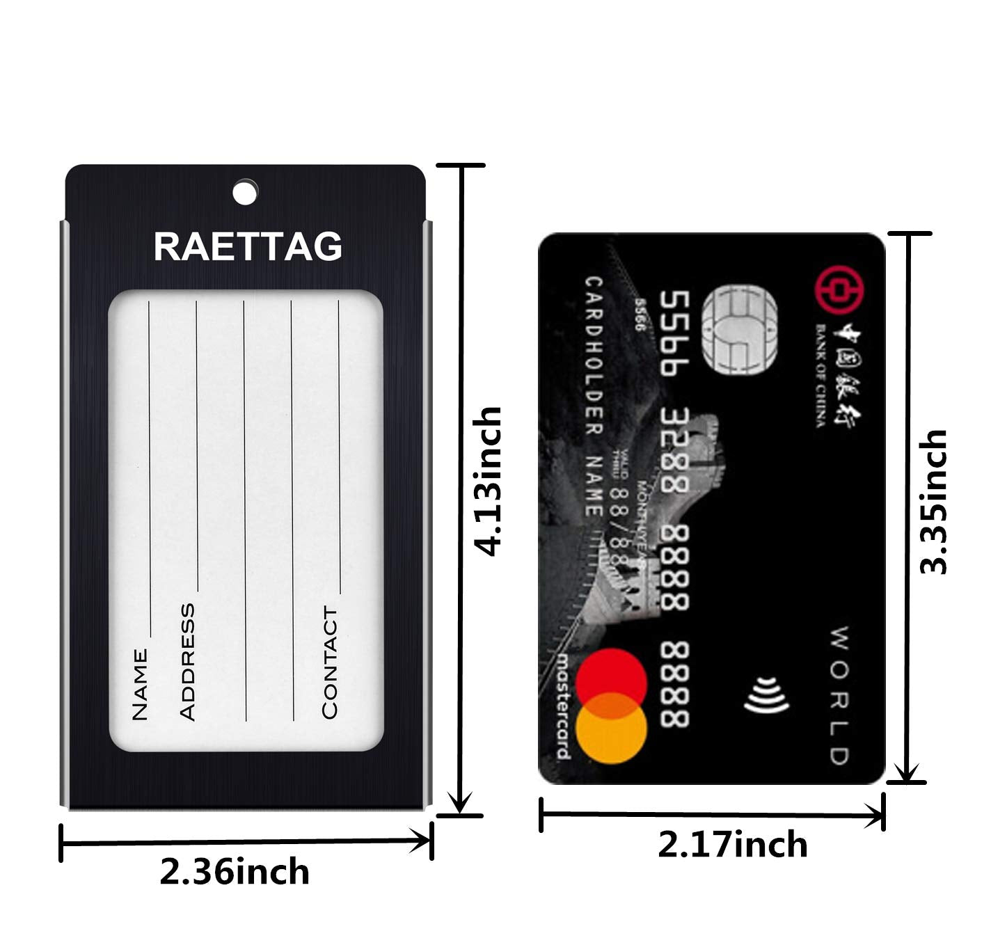 WeBravery Luggage Tags Metal Suitcase Tags Travel Bag ID Identifier Luggage Tag (Black 2-Pack)