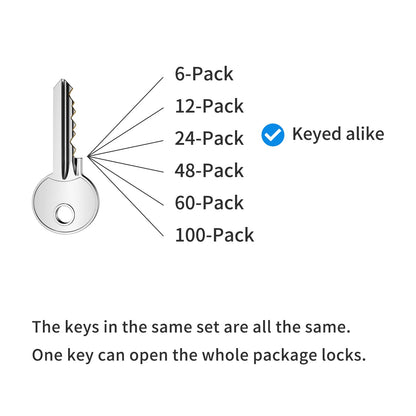 Padlocks with Same Key, LQYN 24 Pcs Laminated Keyed Padlock (1-9/16", 40mm), Keyed Alike Locks, Long Shackle, for Storage Locker, Hasp Latch, Toolbox, Sheds