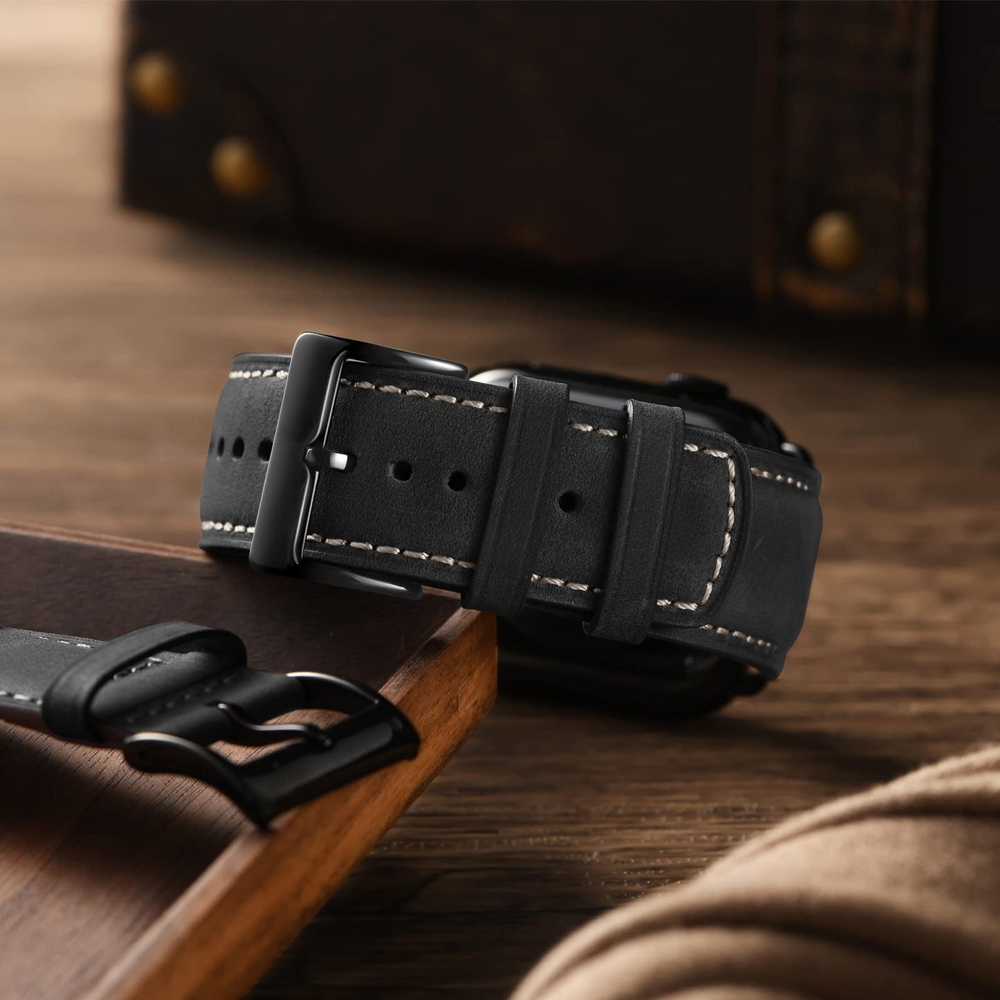 SUNFWR Leather Bands Compatible with Apple Watch Band 42mm(Series 3 2 1) 44mm 45mm 46mm 49mm for Men Women, Top Grain Genuine Leather Replacement Strap for iWatch Ultra 3 2 1, SE3 2 1, Series 11 10 9 8 7 6 5 4 3 2 1