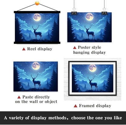 Yesad Deer Wall Art, Christmas Canvas Wall Art, Animal Picture Artwork Aesthetic Poster Prints Wall Décor for Farmhouse Living Room, Bedroom, Office (Unframed,30”x20”,Deer4)
