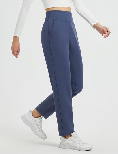 baleaf Women's Fleece Lined Pants Winter Warm Thermal Water Resistant High Waisted Travel Pants Thick Pants Work Golf Casual Navy Blue M