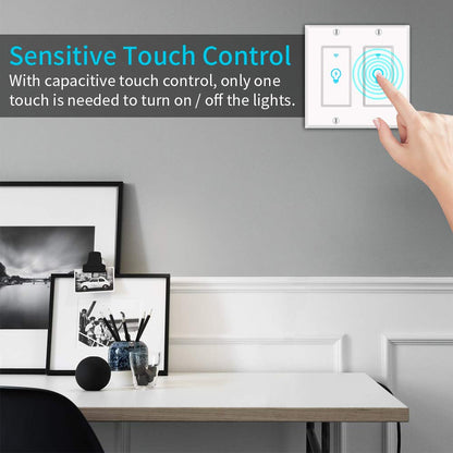 Smart Light Switch, Compatible with Alexa, Google Assistant, IFTTT, WiFi Light, Neutral Wire Required, Schedule Setting APP Remote Control, ETL, No Hub Required (Smart Switch 2pack)