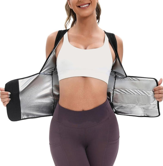 Women's Sauna Vest Waist Trainer - Adjustable Sweat Shaper Tank Top for Gym & Yoga | Tummy Control