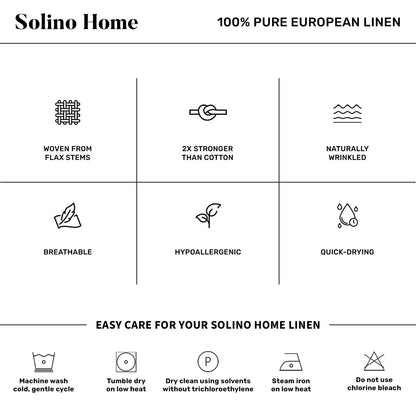 Solino Home Linen Table Runner 72 Inches Long - 100% Pure Linen Black and White French Stripe Table Runner 16 x 72 Inch for Dining, Dresser, Summer