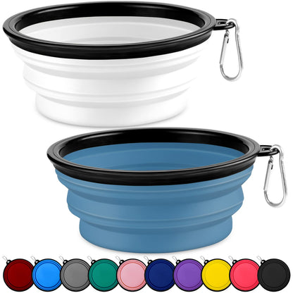 Collapsible Dog Bowls-2 Pack Large Size for Large/Medium Dogs, Pet Travel Water Bowl, Dogs Cat Portable Water Bowl, Dog Pet Feeding Watering Dish Outdoor Hiking Parking Traveling with 2 Carabiners