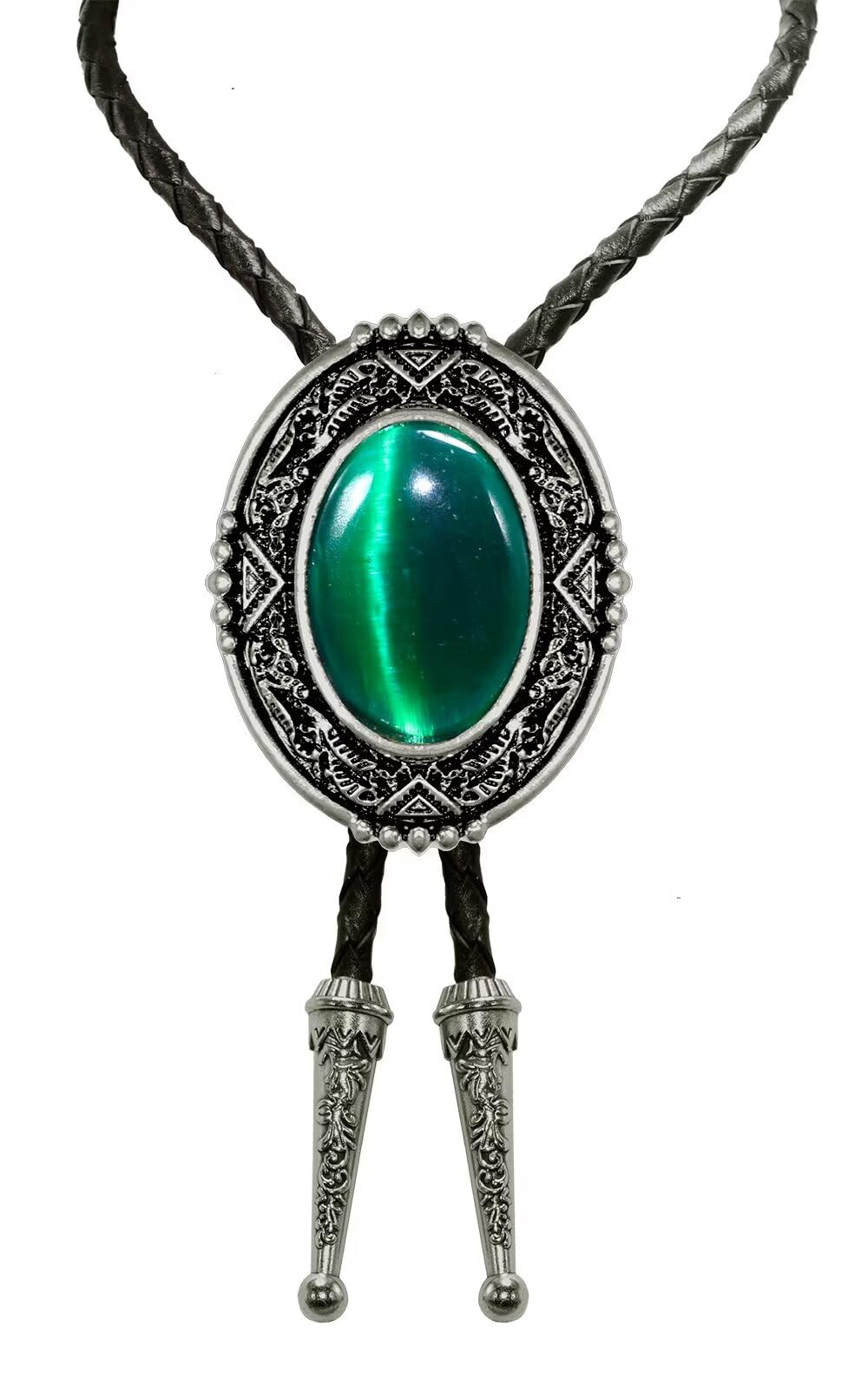 GURANSE Bolo tie With Natural Stone Flower Stripe Round Cowboy Western Style Necktie More Color