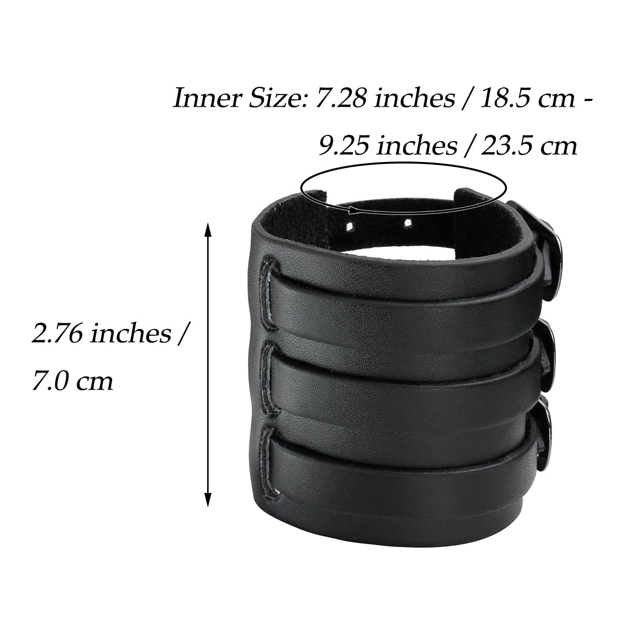 Eigso 2Pcs Pu Leather Bracelets Hip-hop Punk Rock Cuff No Spike Gothic Wrist Band Pair Black for Men
