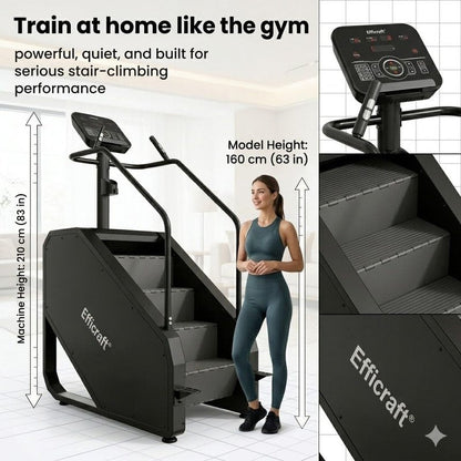 EFFICRAFT Stairmaster Machine with LED Screen, Commercial Grade Stair Climber, 15 Speed Levels Stair Master for Exercise at Home, 15-188 Steps/Min, White Iron Shell
