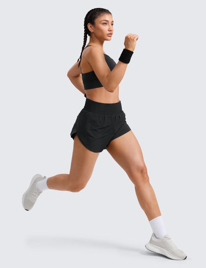 CRZ YOGA Split Dolphin Running Shorts 2.5" Black Medium