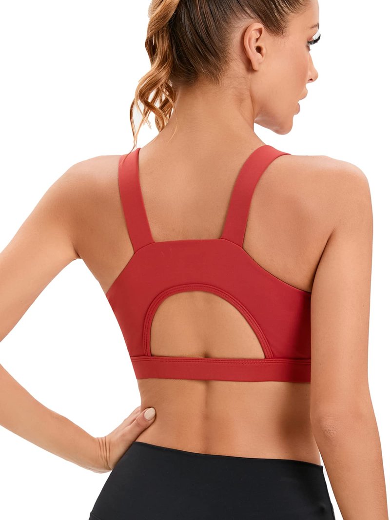 RUNNING GIRL High Impact Sports Bras for Women,Racerback Red Bra Workout Crop Tank Tops Longline Sports Bra Push up(WX2667 Red XL)