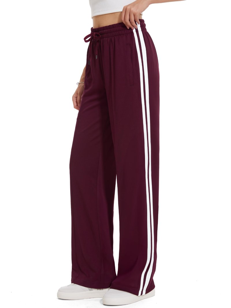 Tapata Women's 34" Inseam Tall Track Pants Loose Straight Leg Jogging Sweatpants Warm-Up Sports Athletic Running, Burgundy, XXL