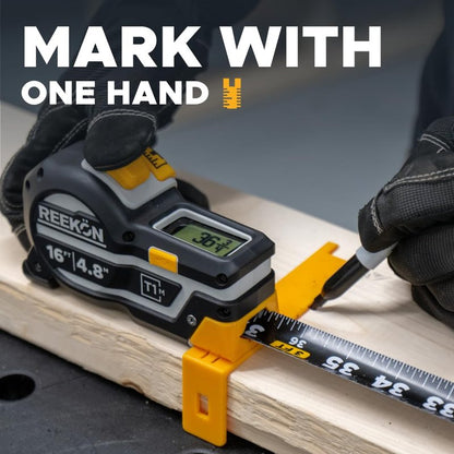 REEKON T1M Utility Digital Tape Measure 16 ft (English) – Bluetooth Smart Measuring Tool, 1/32” Accuracy, Saves 1000+ Measurements, LCD Display, 150 Hour+ Battery Life & Rechargeable