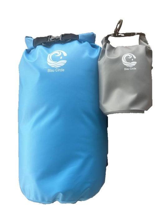 Waterproof dry bag combo for outdoor and waterspors, with large 5.0 Gal (assorted colors) and 0.5 Gal (grey) bags | Ideal for kayaking, boating, hiking, the beach and other outdoor sports (Blue)