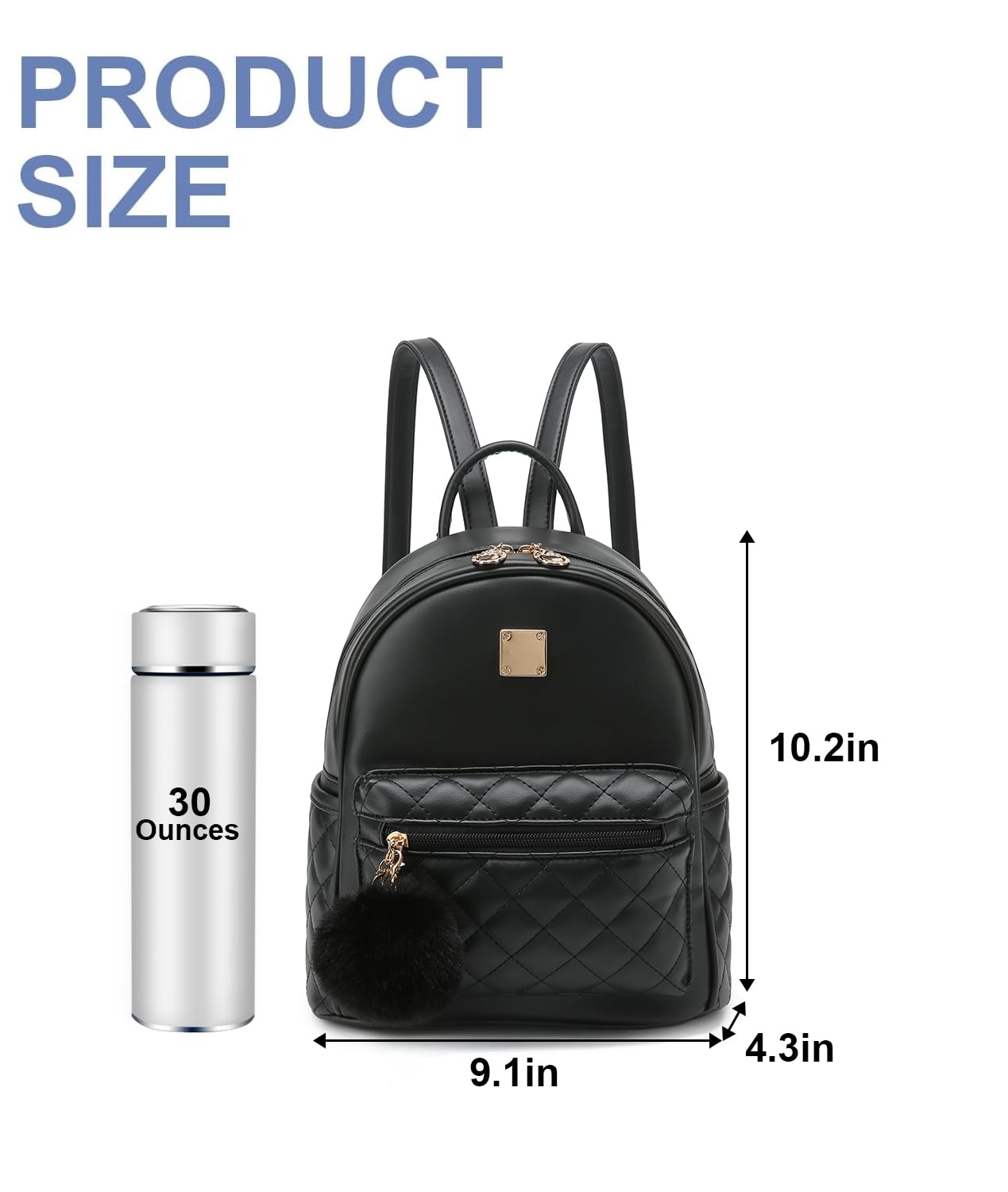 Barsine Girls Fashion Mini Backpack Purse Small Cute Plaid Leather Women Backpacks Little Bag (Black)