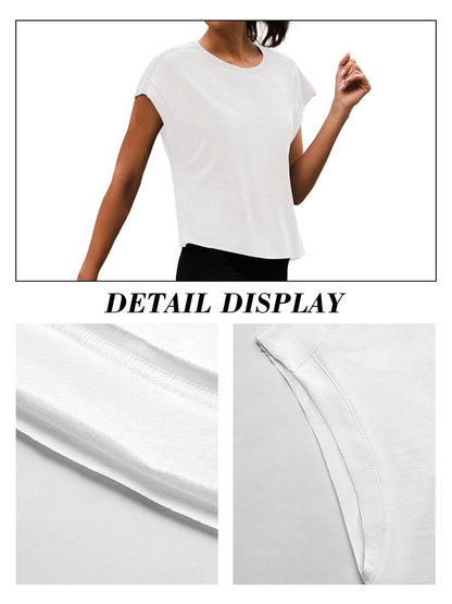 3rd hill Women Open Back Workout Shirts Short Sleeve Tops Casual Yoga Y2k Athletic Gym Running Crop Tees White S