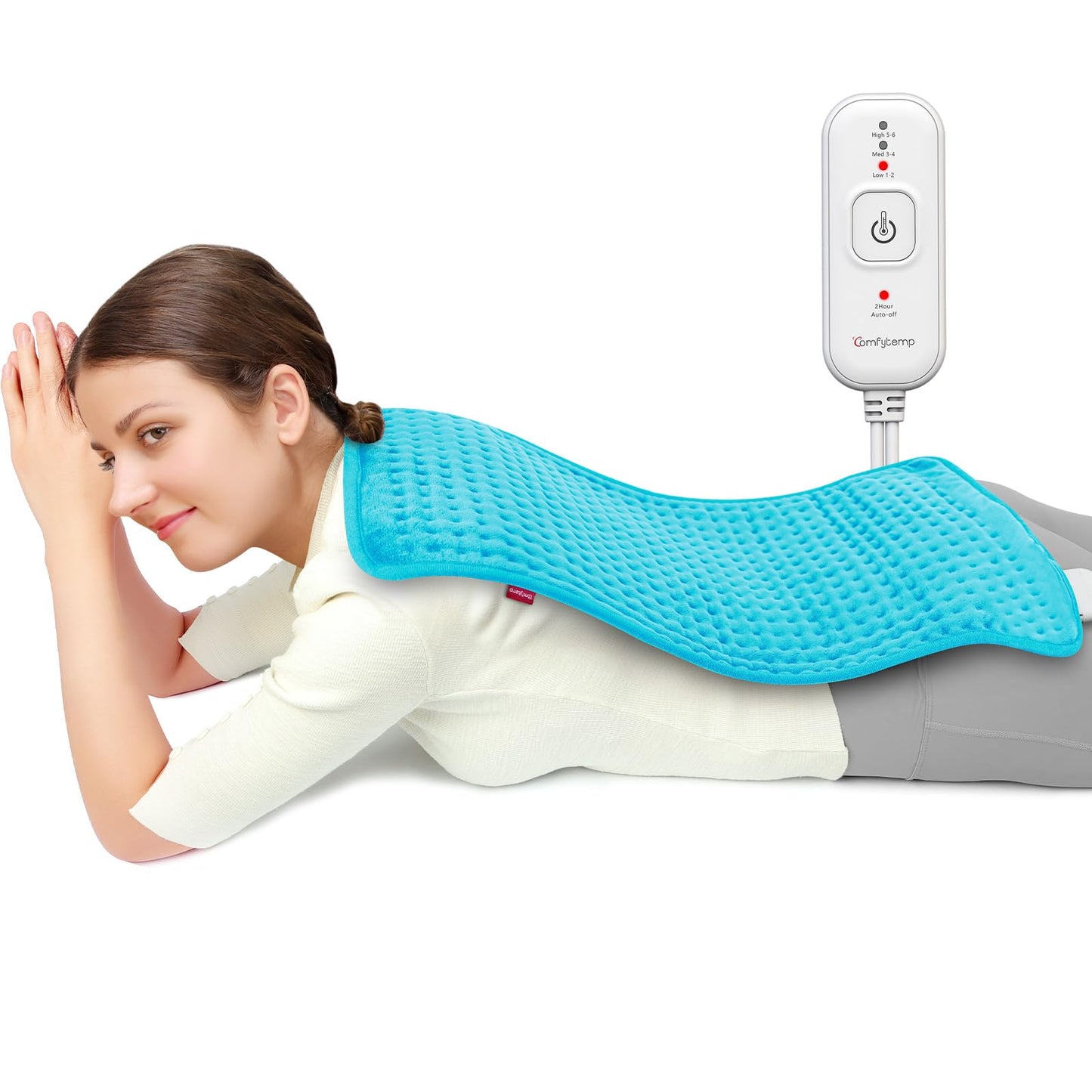 Comfytemp Heating Pad for Back Pain & Cramps Relief, FSA Eligible Electric Large Heat Pad, 2H Auto Off, Christmas Gifts for Women Men Mom Dad, HSA Moist Neck Shoulder Heated Pad, Washable, 12"x24"