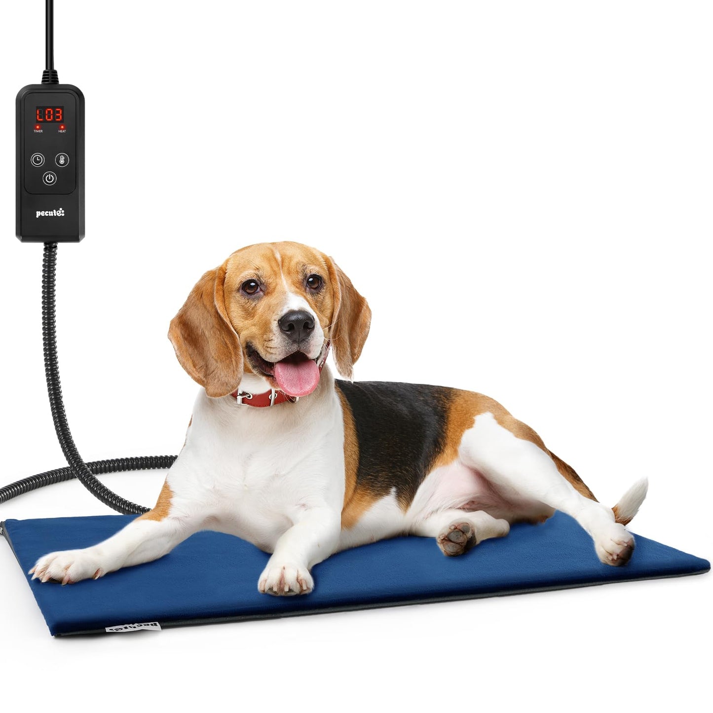 Pecute Cat Heating Pad Indoor, 6 Adjustable Temperature with Timer, Dog Heating Pad with Dual-Resistant Cable, Waterproof Layer, Heated Cat Bed Mat Blanket, Electric Pet Heated Pads for Cats Dogs