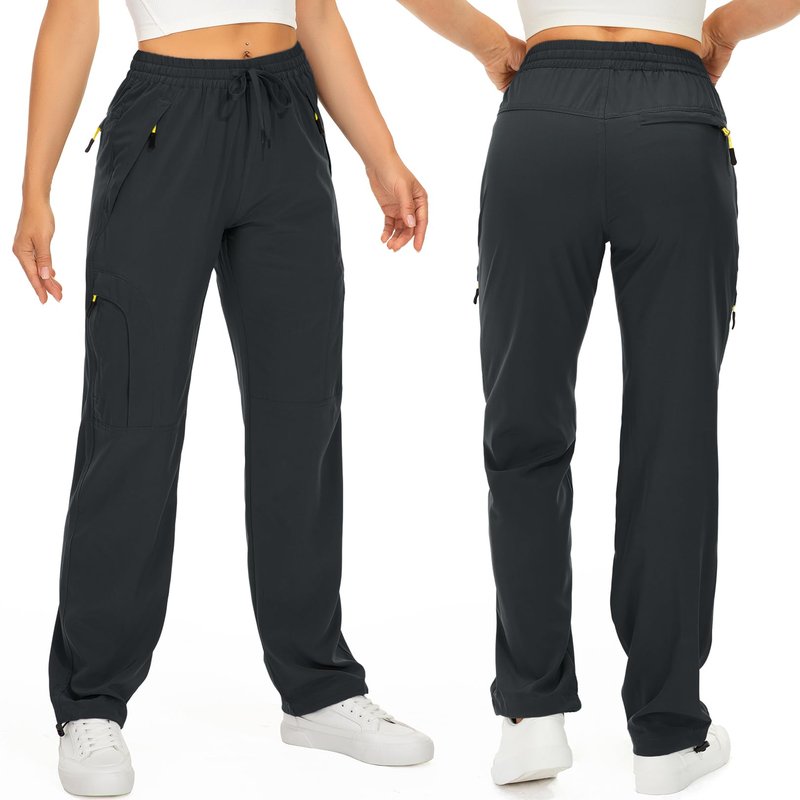 Toomett Women's Hiking Pants Quick Dry UPF 50 Travel Golf Pants Lightweight Camping Work Cargo Pants Zipper Pockets,6608,Dark Grey,L