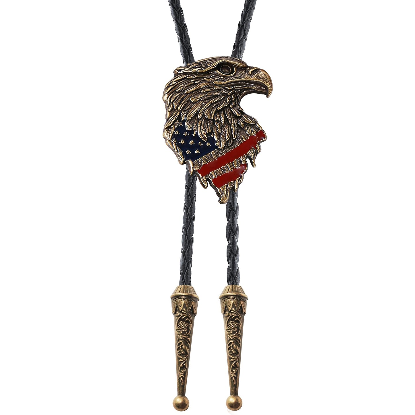 HLYMPONY 250th Anniversary of USA Eagle Bolo Tie, Western Cowboy Patriotic Accessory for Men (Bronze)