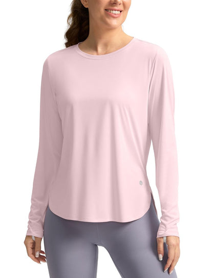 Women's Sun Shirts UPF 50+ Long Sleeve UV Protection Shirt Lightweight Quick Dry Workout Hiking Tops for Women(Seashell Pink,XS)