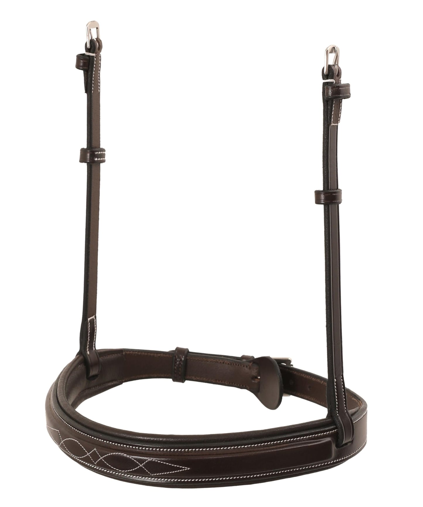 Exion Hunter Anatomic English Bridle – Padded Fancy Stitched Leather Bridle with Rubber Reins – Ergonomic Poll Relief Crownpiece for Jumping & Eventing – Stainless Steel – Havana Brown