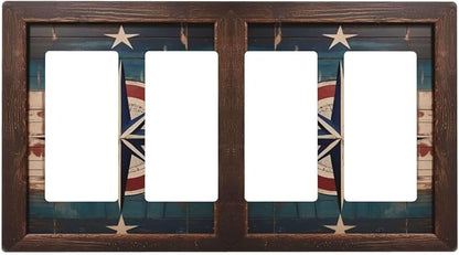 Decorative Art Light Switch Covers Nautical Rustic Star Emblem 4 Gang Rocker Decora Outlet Covers Electrical Faceplate GFCI Wall Plate for Home Decor