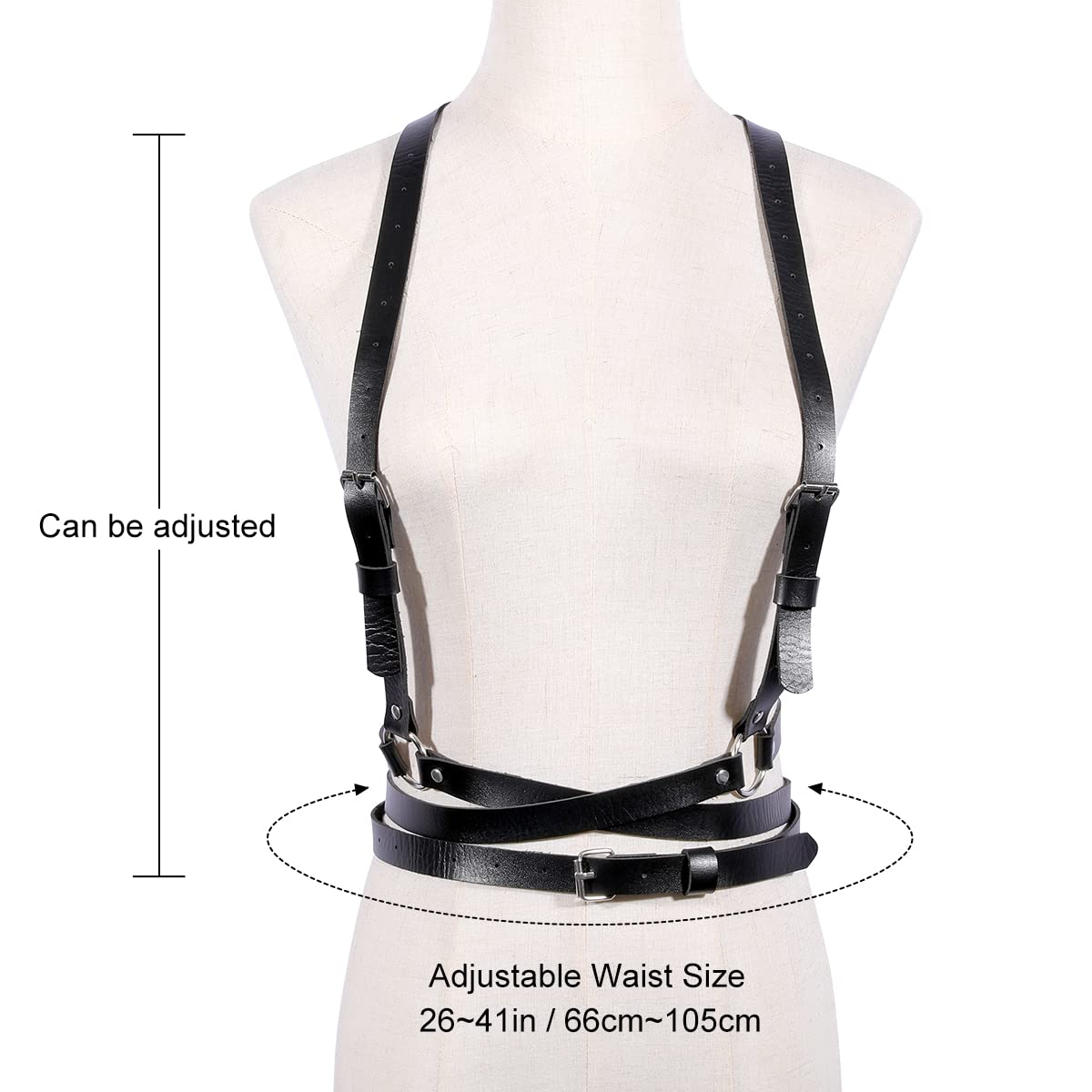 Punk Waist Leather Chain Belt Harness Strappy Adjustable Body Accessories for Women and Girl