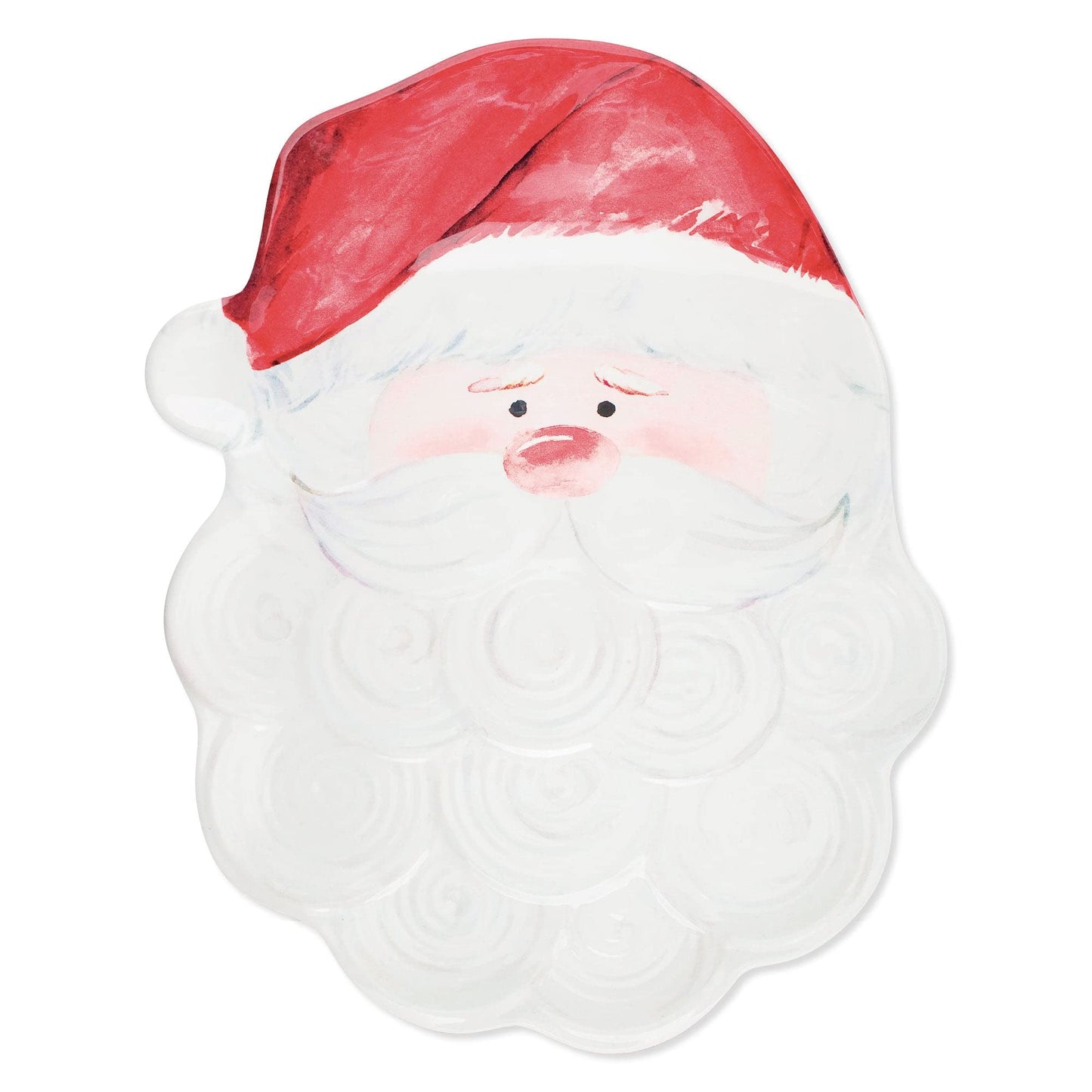 UP Santa Claus Shaped Melamine Serving Platter, Festive Christmas Party Tray, Holiday Party Dish, Jolly Santa Design, for Snacks, Appetizers, and Cookies, White, 19 x 14.25 Inch